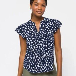 Calvin Klein Navy Tallia Flutter Sleeve Blouse (M) NWT